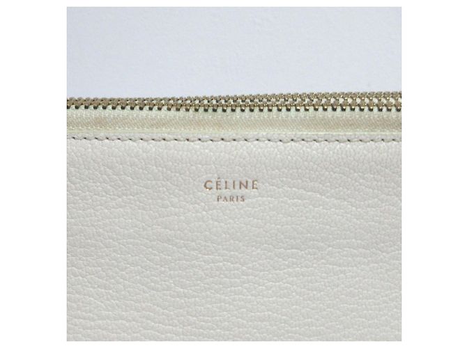 Céline Borsa a tracolla Trio in pelle Celine Bianco Bianco sporco - vista 6