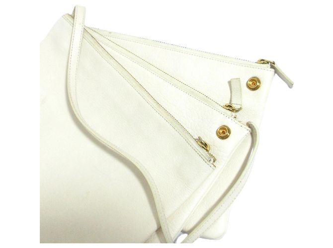 Céline Borsa a tracolla Trio in pelle Celine Bianco Bianco sporco - vista 7