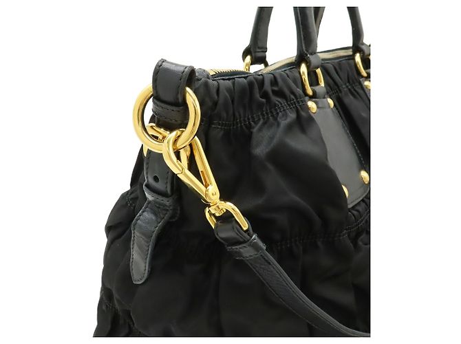 Borsa Tote PRADA Tessuto Gathered Nero - vista 5