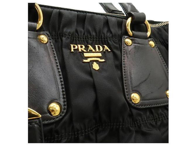 Borsa Tote PRADA Tessuto Gathered Nero - vista 9