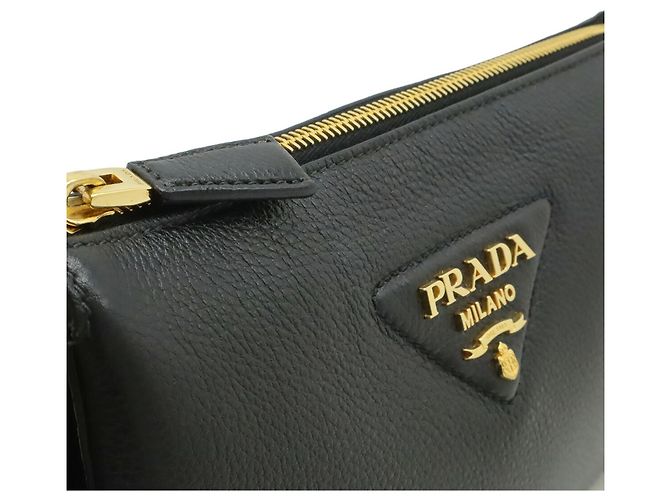 Clutch e borsa a tracolla Prada Vitello Daino Nero Bianco - vista 7