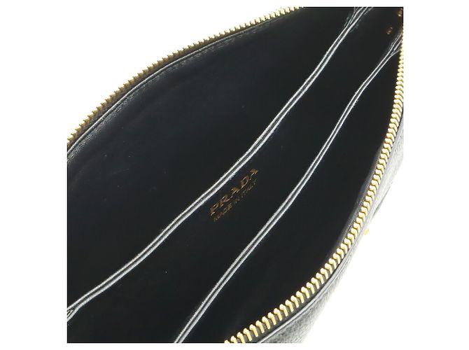 Clutch e borsa a tracolla Prada Vitello Daino Nero Bianco - vista 8