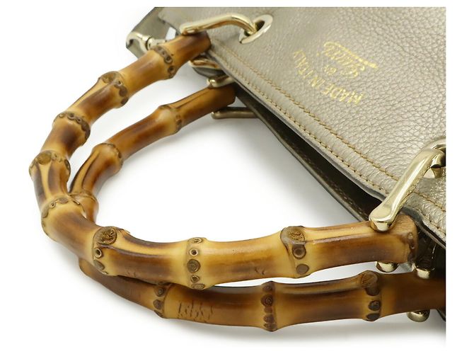 Borsa shopper GUCCI Bamboo Shopper Medium D'oro - vista 5