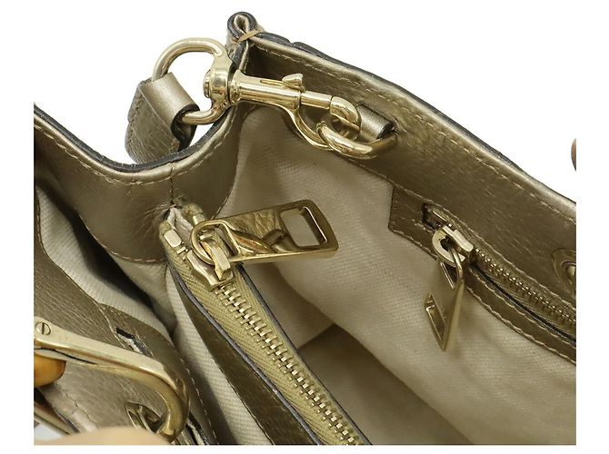 Borsa shopper GUCCI Bamboo Shopper Medium D'oro - vista 6