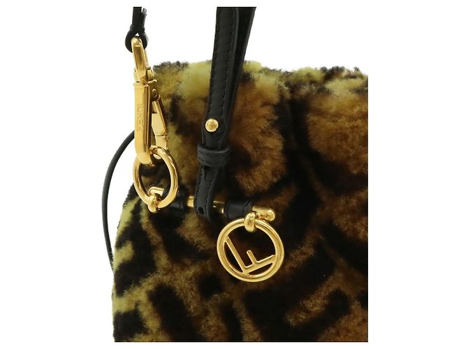 Borsa a secchiello mini Fendi Zucca Montresor Marrone Nero - vista 5