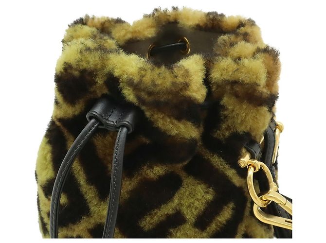 Borsa a secchiello mini Fendi Zucca Montresor Marrone Nero - vista 8