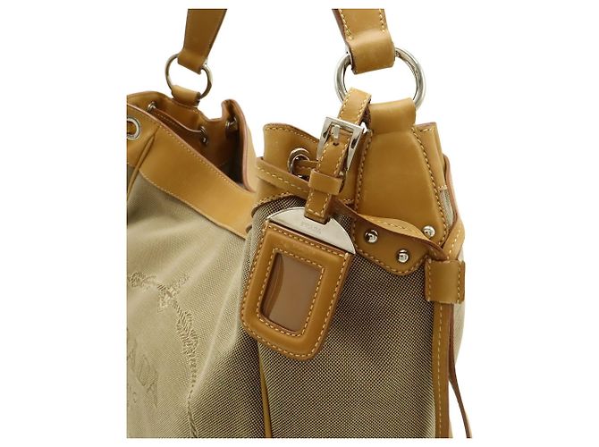 Borsa a tracolla in jacquard Prada color kaki Cachi - vista 7