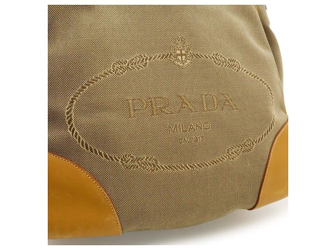 Borsa a tracolla in jacquard Prada color kaki Cachi - vista 8