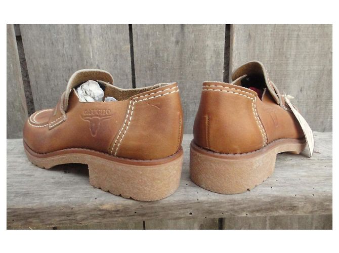 Autre Marque Mocassini in pelle vintage anni '70 nuovo Marrone - vista 6