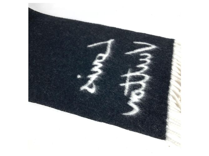 Sciarpa Louis Vuitton M92527 Fringe Logo Nero Bianco - vista 5