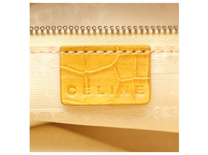 Céline Borsa a mano Celine in tela goffrata e pelle Beige Giallo - vista 4