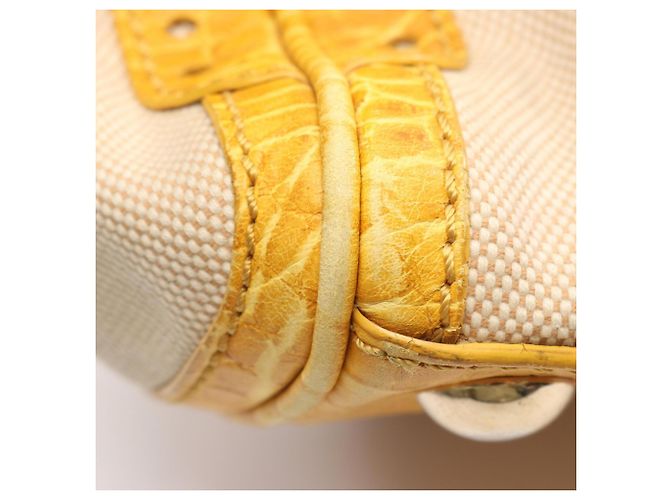 Céline Borsa a mano Celine in tela goffrata e pelle Beige Giallo - vista 6