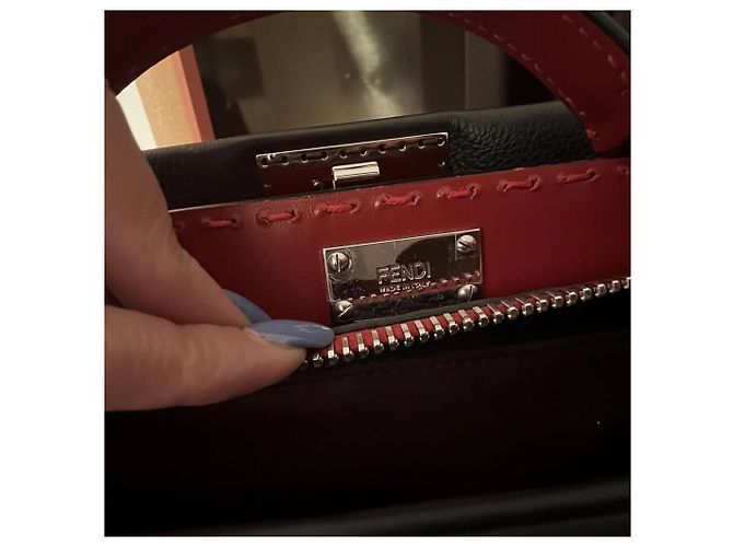 Borsa Fendi Peekaboo in pelle nera (misura Large ) Nero Rosso - vista 12