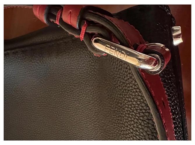 Borsa Fendi Peekaboo in pelle nera (misura Large ) Nero Rosso - vista 19