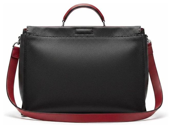 Borsa Fendi Peekaboo in pelle nera (misura Large ) Nero Rosso - vista 8