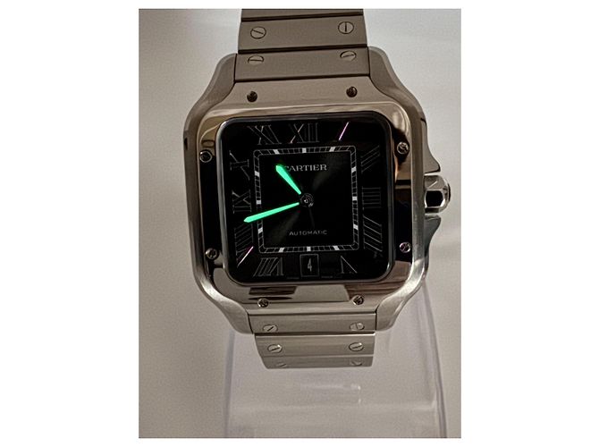 Cartier Santos de Cartier LM Automatico WSSA0062 Quadrante Verde Silver hardware - vista 13