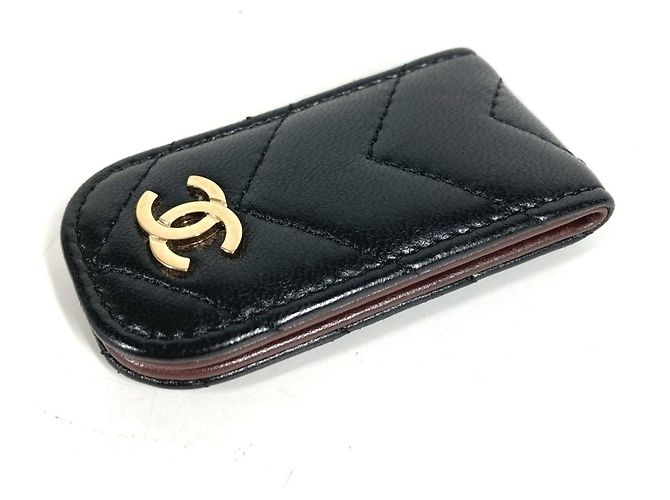 Clip para billetes de cuero con logotipo Chanel CC Coco Mark Negro - vista 2