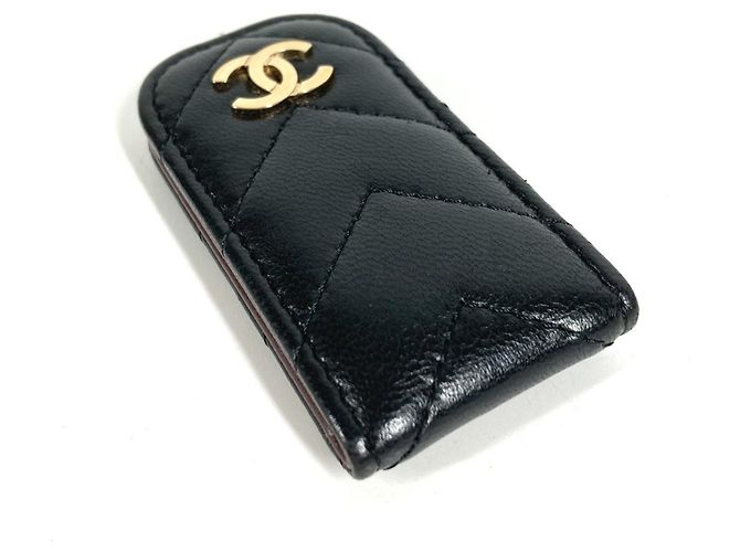 Clip para billetes de cuero con logotipo Chanel CC Coco Mark Negro - vista 3