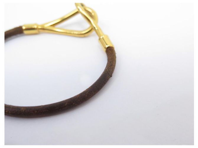 Hermès BRACCIALE HERMES JUMBO PELLE MARRONE & METALLO DORATO 17.5 CM LEATHER BANGLE STRAP - vista 11