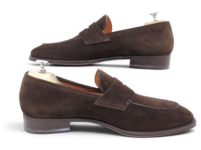 SCARPE SANTONI MOCASSINI 6949 8.5 IT 43.5 FR CAMOSCIA LOAFERS SHOES - vista 2