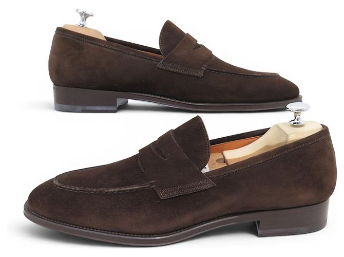 SCARPE SANTONI MOCASSINI 6949 8.5 IT 43.5 FR CAMOSCIA LOAFERS SHOES - vista 3