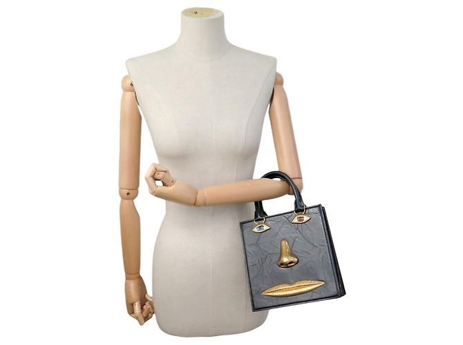 NUOVA BORSA SCHIAPARELLI FACE CABAS TOTE IN PELLE NERA Nero - vista 7