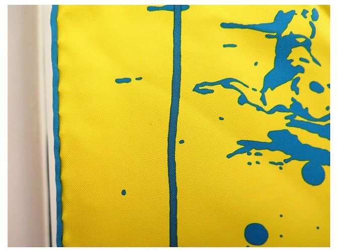 Hermès NUOVO FULLETTO HERMES CHEVAL SURPRISE REMIX CARRE 90 SETA GIALLO + SCATOLA - vista 11