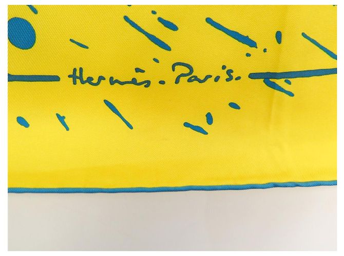Hermès NUOVO FULLETTO HERMES CHEVAL SURPRISE REMIX CARRE 90 SETA GIALLO + SCATOLA - vista 12