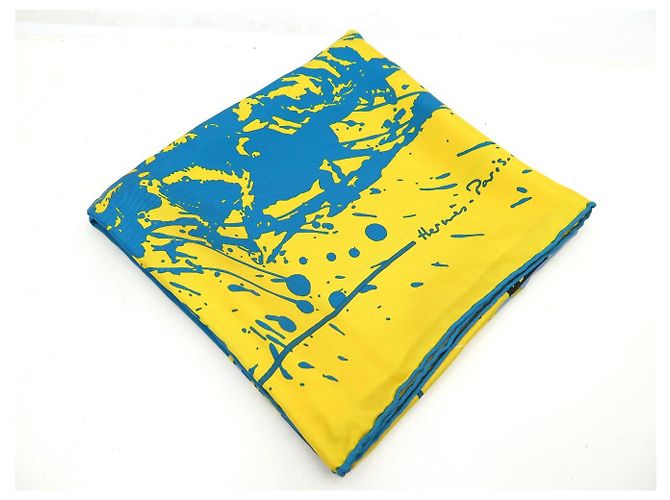 Hermès NUOVO FULLETTO HERMES CHEVAL SURPRISE REMIX CARRE 90 SETA GIALLO + SCATOLA - vista 14