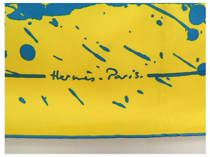 Hermès NUOVO FULLETTO HERMES CHEVAL SURPRISE REMIX CARRE 90 SETA GIALLO + SCATOLA - vista 6