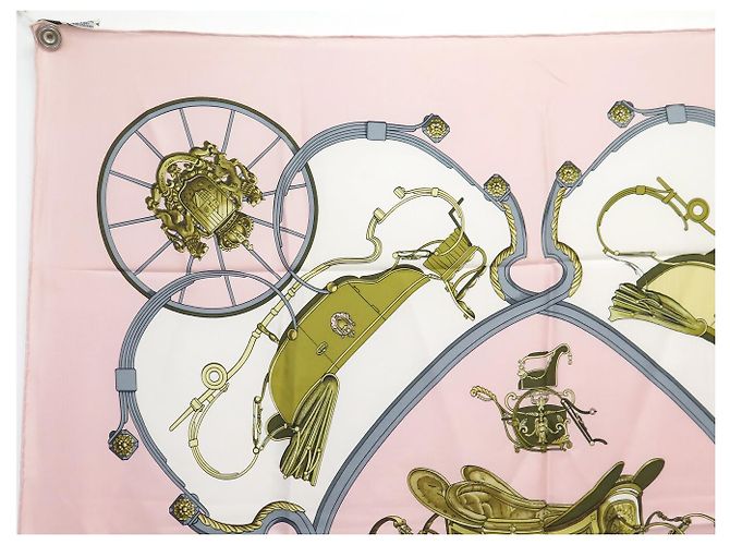 Hermès FULAR HERMES SPRINGS PHILIPPE LEDOUX CARRÉ 90 IN SETA ROSE PINK Rosa - vista 2