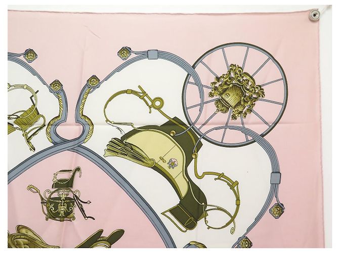 Hermès FULAR HERMES SPRINGS PHILIPPE LEDOUX CARRÉ 90 IN SETA ROSE PINK Rosa - vista 3