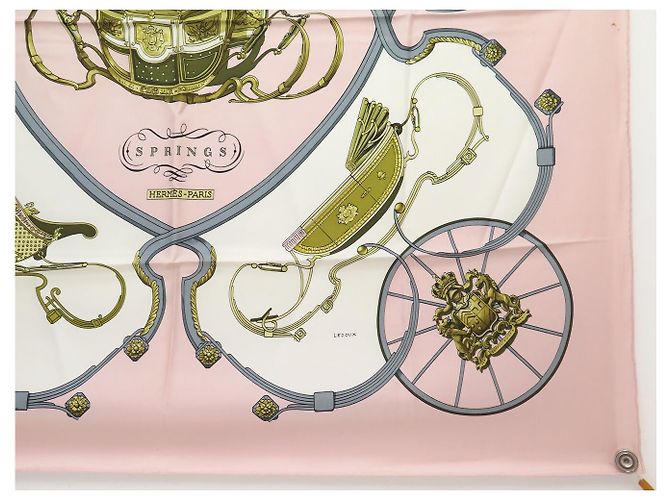 Hermès FULAR HERMES SPRINGS PHILIPPE LEDOUX CARRÉ 90 IN SETA ROSE PINK Rosa - vista 4