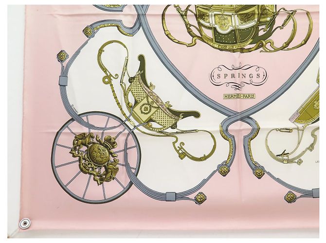 Hermès FULAR HERMES SPRINGS PHILIPPE LEDOUX CARRÉ 90 IN SETA ROSE PINK Rosa - vista 5