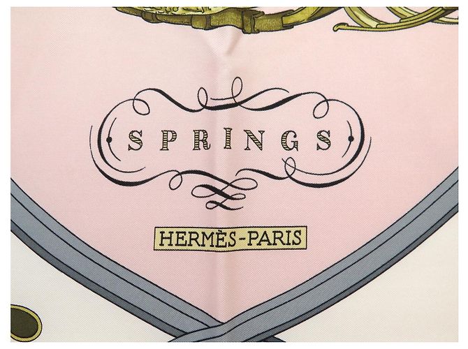 Hermès FULAR HERMES SPRINGS PHILIPPE LEDOUX CARRÉ 90 IN SETA ROSE PINK Rosa - vista 6