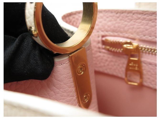 NUOVA BORSA A SPALLA LOUIS VUITTON CAPUCINES BB PELLE CREMA ROSA Crudo - vista 14