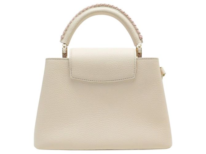 NUOVA BORSA A SPALLA LOUIS VUITTON CAPUCINES BB PELLE CREMA ROSA Crudo - vista 2