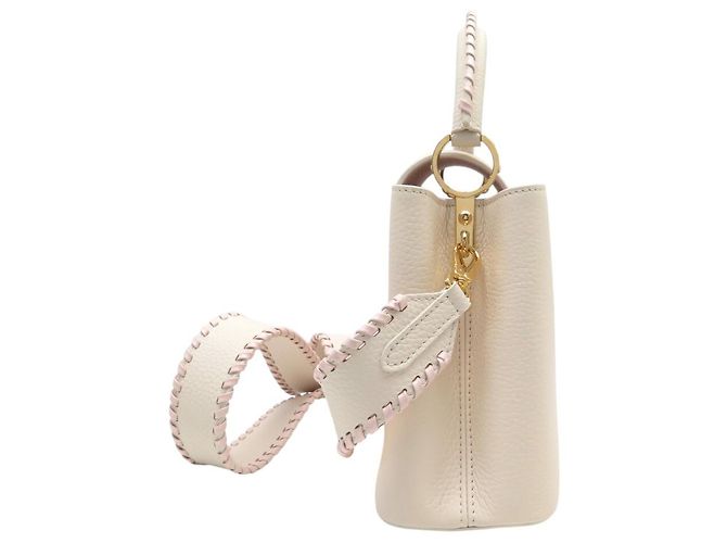 NUOVA BORSA A SPALLA LOUIS VUITTON CAPUCINES BB PELLE CREMA ROSA Crudo - vista 4