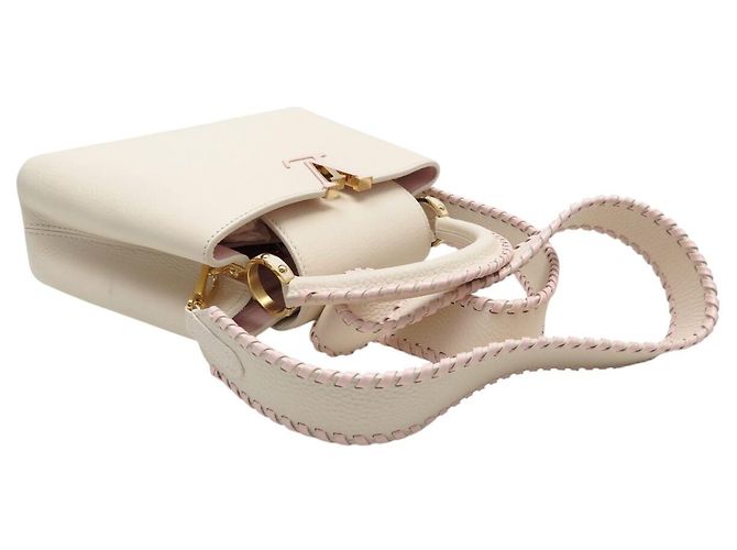 NUOVA BORSA A SPALLA LOUIS VUITTON CAPUCINES BB PELLE CREMA ROSA Crudo - vista 6