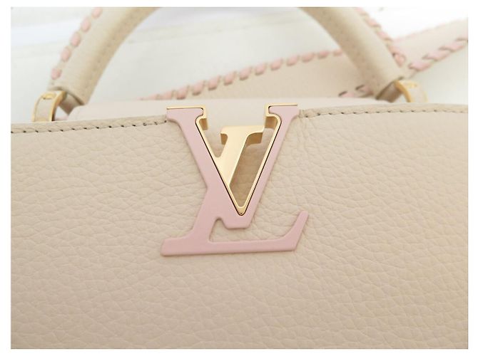 NUOVA BORSA A SPALLA LOUIS VUITTON CAPUCINES BB PELLE CREMA ROSA Crudo - vista 8