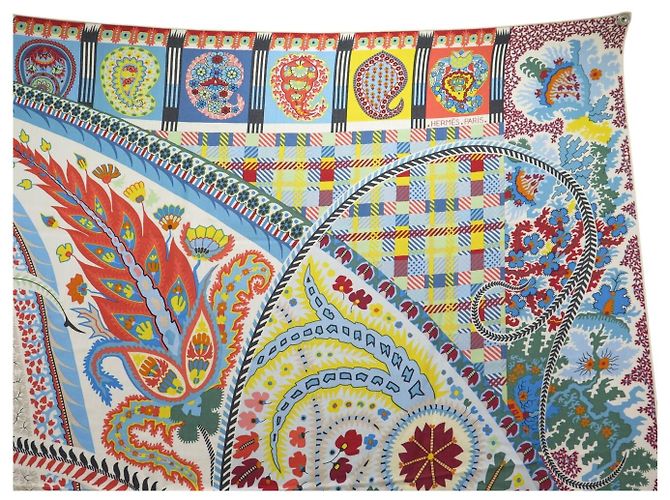 Aline Hermès NUOVO CHALE HERMES PAISLEY BLOSSOM H243569S 140CM SCIARPA IN CACHEMIRE E SETA Multicolore - vista 3