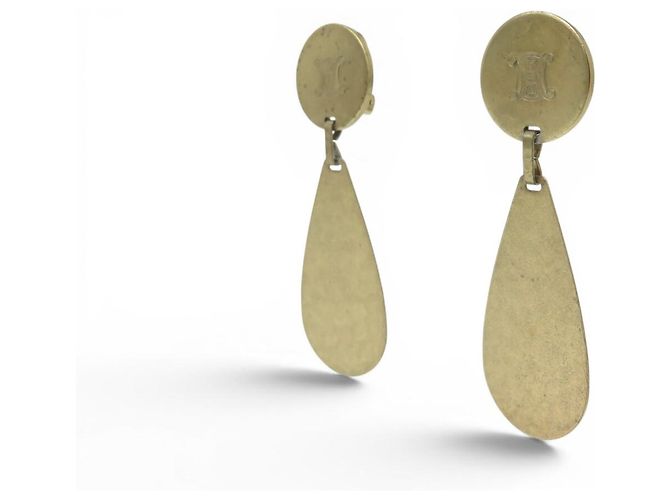 Céline Orecchini pendenti vintage CELINE TRIOMPHE LOGO in ottone D'oro - vista 2