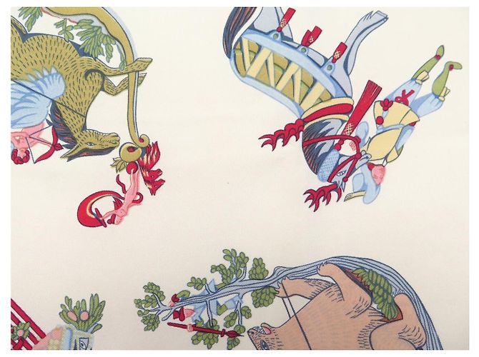 Hermès FULAR VINTAGE HERMES FANTAISIES DU ROY 1ª EDIZIONE CARRE 90 SETA Blu - vista 10