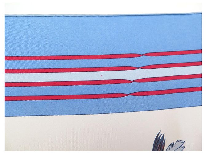 Hermès FULAR VINTAGE HERMES FANTAISIES DU ROY 1ª EDIZIONE CARRE 90 SETA Blu - vista 11