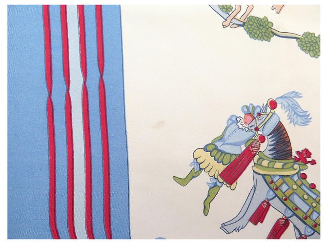 Hermès FULAR VINTAGE HERMES FANTAISIES DU ROY 1ª EDIZIONE CARRE 90 SETA Blu - vista 12