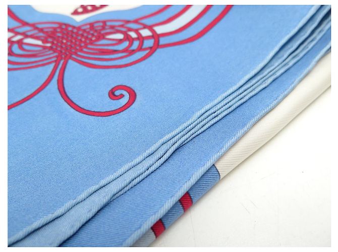 Hermès FULAR VINTAGE HERMES FANTAISIES DU ROY 1ª EDIZIONE CARRE 90 SETA Blu - vista 17