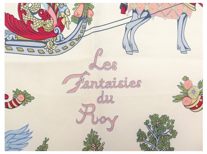 Hermès FULAR VINTAGE HERMES FANTAISIES DU ROY 1ª EDIZIONE CARRE 90 SETA Blu - vista 6