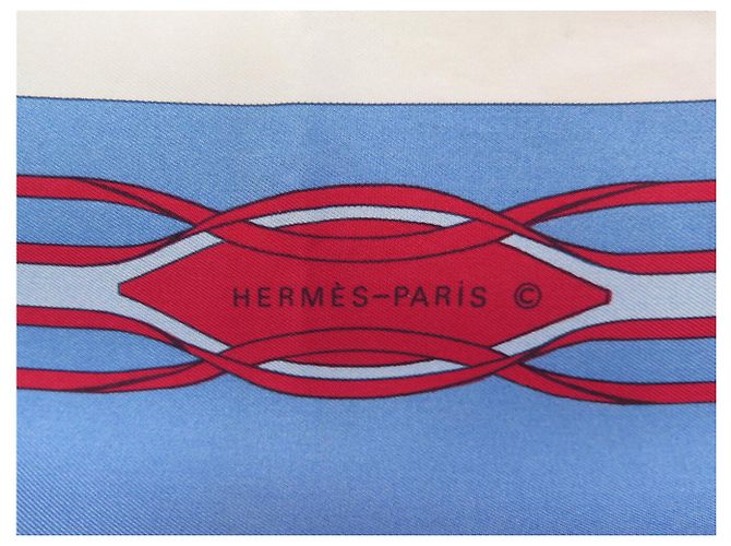 Hermès FULAR VINTAGE HERMES FANTAISIES DU ROY 1ª EDIZIONE CARRE 90 SETA Blu - vista 7