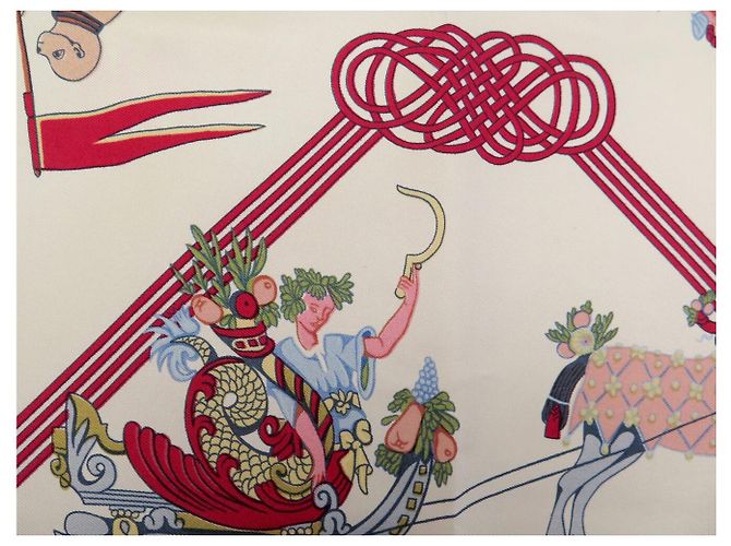 Hermès FULAR VINTAGE HERMES FANTAISIES DU ROY 1ª EDIZIONE CARRE 90 SETA Blu - vista 8