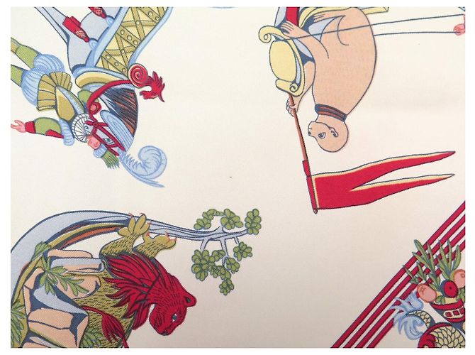 Hermès FULAR VINTAGE HERMES FANTAISIES DU ROY 1ª EDIZIONE CARRE 90 SETA Blu - vista 9